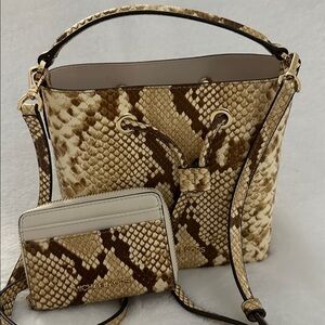 Michael Kors Tan Snake Print Crossbody Bag